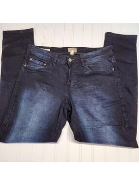 Weatherproof Women's Dark Blue Denim Straight Leg Jeans 5-Pocket Design 32-32
